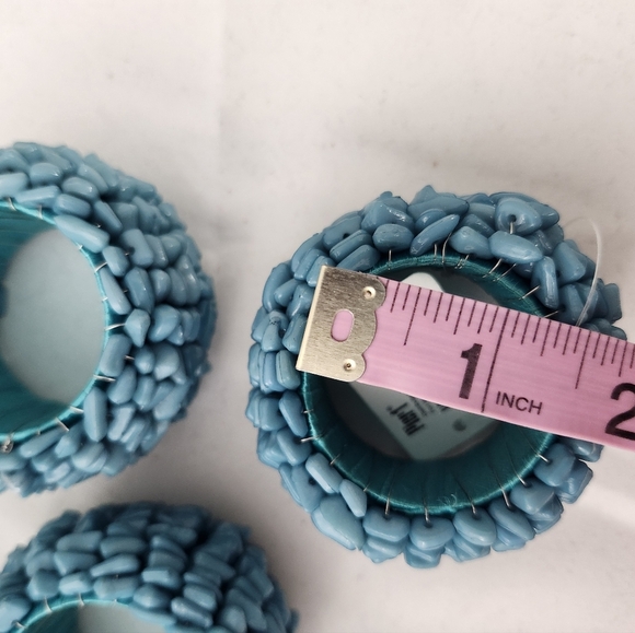 Pier 1 Blue Aman Napkin Rings Set of 4 New - Picture 2 of 6
